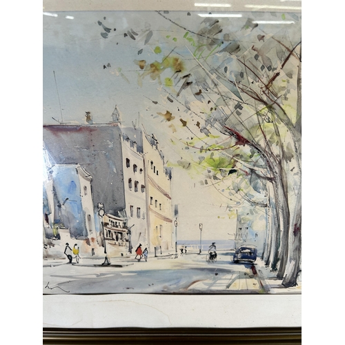 246 - A framed continental scene watercolour, signed lower left - approx. 49cm high x 65cm wide