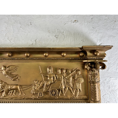 247 - A Regency gilt framed bevelled edge over mantle mirror - approx. 89cm high x 140cm wide