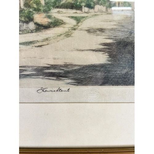 257 - A framed J. Lewis Stant Rembrandt Guild artist's proof etching of Church Road, Broadway - approx. 41... 