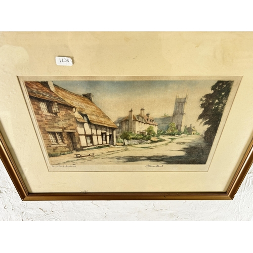 257 - A framed J. Lewis Stant Rembrandt Guild artist's proof etching of Church Road, Broadway - approx. 41... 