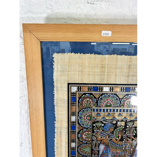 267 - A framed Egyptian papyrus painting - approx. 75cm high x 57cm wide