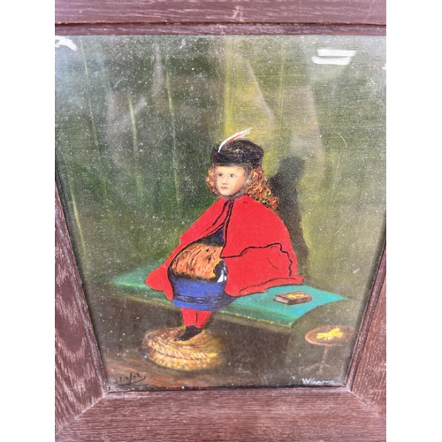 274 - An early 20th century oak framed oil painting, signed W. Learns - approx. 42cm high x 36cm wide