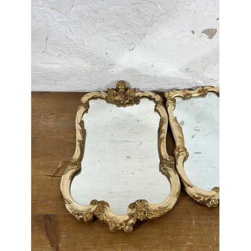 275 - Two mid 20th century Atsonea Rococo style wall mirrors, one cherub design - approx. 50cm high x 30cm... 