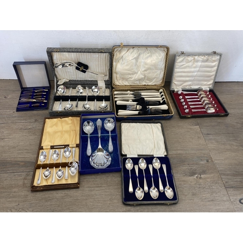 426 - A collection of boxed cutlery including GH thirteen piece silver plated fork and spoon set, RBS S1 p... 