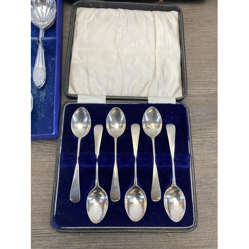 426 - A collection of boxed cutlery including GH thirteen piece silver plated fork and spoon set, RBS S1 p... 