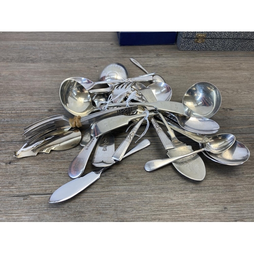 426 - A collection of boxed cutlery including GH thirteen piece silver plated fork and spoon set, RBS S1 p... 