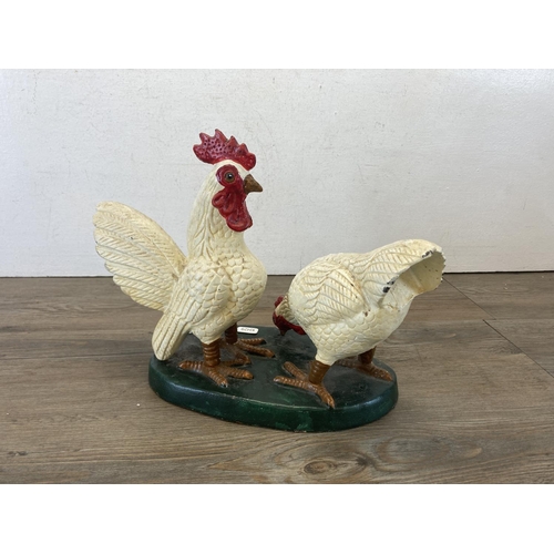 435 - A vintage cast iron cockerel doorstop  - approx. 26cm high x 35cm wide