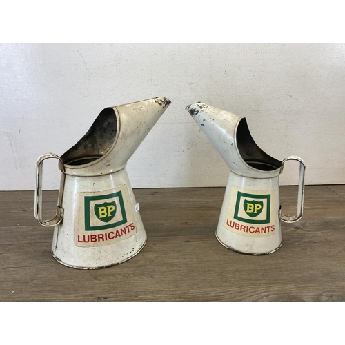 437 - Two vintage Paramount Basildon BP advertising oil cans - largest approx. 25cm high