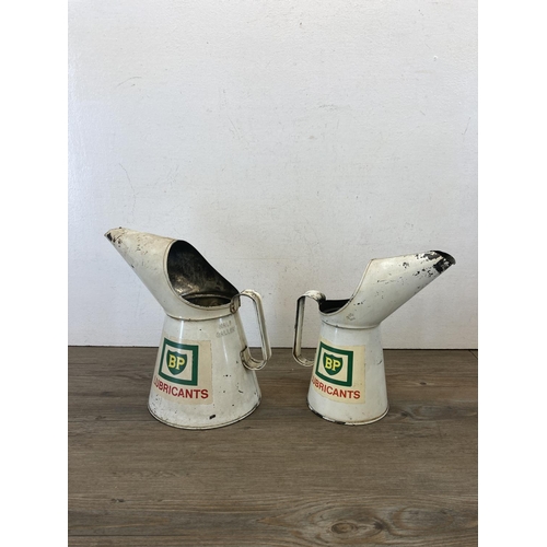 437 - Two vintage Paramount Basildon BP advertising oil cans - largest approx. 25cm high