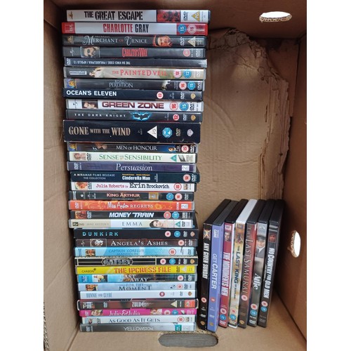 747 - Two boxes containing a collection of DVDs with sealed titles to include The Snowman, The Book Thief,... 