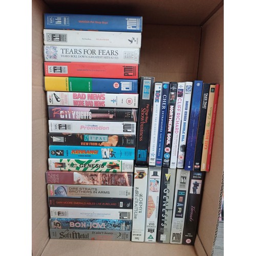 748 - A collection of music VHS videos and DVDs to include Cream, The Who, Michael Jackson, Pet Shop Boys,... 