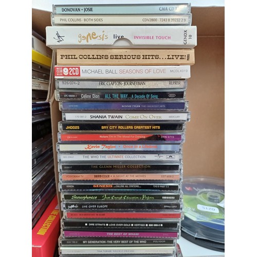 756 - Two boxes containing a collection of CD singles and albums to include Genesis, The Who, Buddy Holly,... 