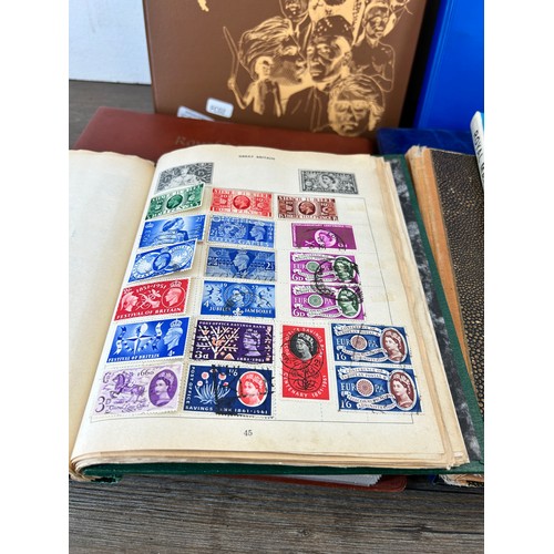 593A - Nineteen stamp albums containing antique and later world wide stamps