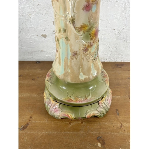 393 - A Victorian style transfer printed pottery jardinière and stand - approx. 112cm high