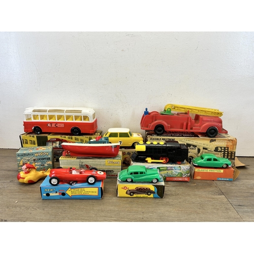 488 - Nine vintage boxed model vehicles to include Tri-ang clockwork tugboat, The Linder No. 28144 frictio... 