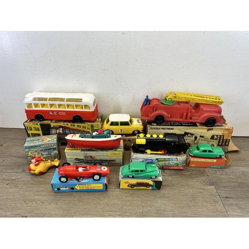 488 - Nine vintage boxed model vehicles to include Tri-ang clockwork tugboat, The Linder No. 28144 frictio... 