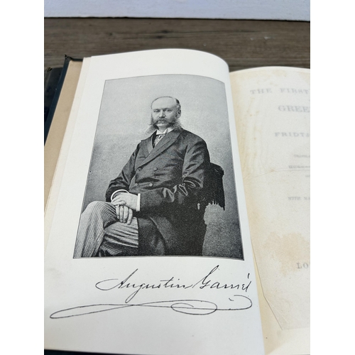 570 - Two Victorian first edition volumes of The First Crossing of Greenland by Fridtjof Nansen hardback b... 