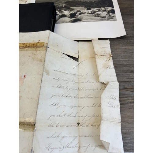 580 - A collection of 19th century and later ephemera to include Victorian hand written letter to Mr James... 