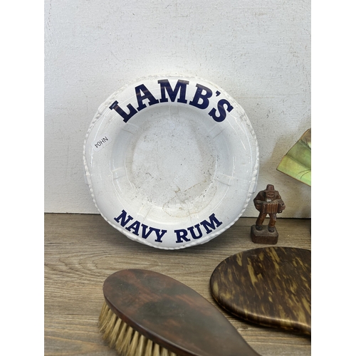 583A - Early 20th century and later collectibles to include Lamb's Navy Rum advertising ceramic ash tray by... 