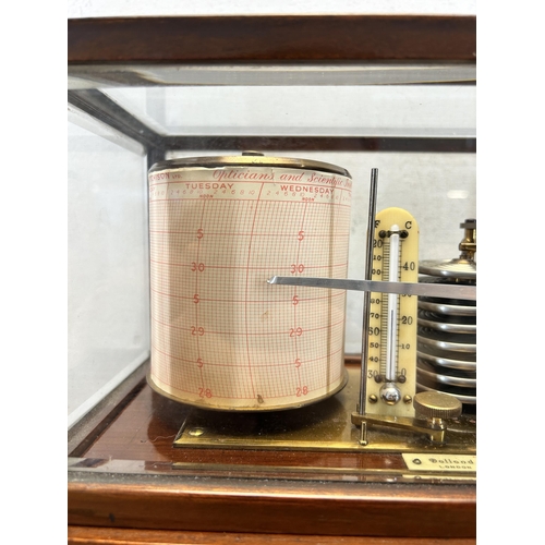 619 - An early 20th century Dollond London mahogany and bevelled glass cased barograph - approx. 22.5cm hi... 