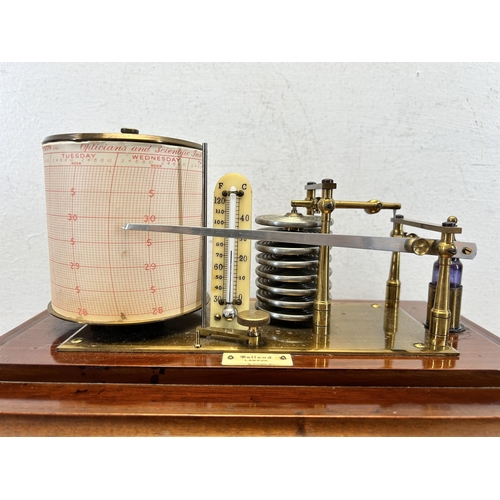 619 - An early 20th century Dollond London mahogany and bevelled glass cased barograph - approx. 22.5cm hi... 