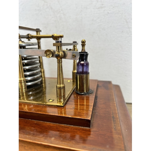 619 - An early 20th century Dollond London mahogany and bevelled glass cased barograph - approx. 22.5cm hi... 