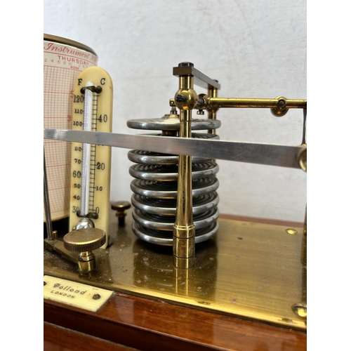 619 - An early 20th century Dollond London mahogany and bevelled glass cased barograph - approx. 22.5cm hi... 