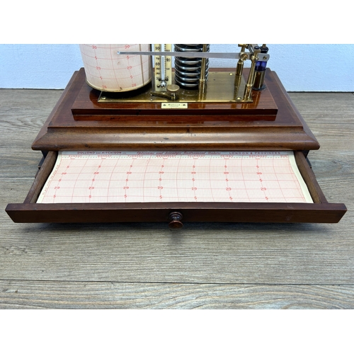 619 - An early 20th century Dollond London mahogany and bevelled glass cased barograph - approx. 22.5cm hi... 