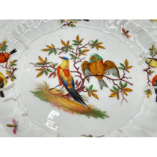 285 - Two 19th century Meissen hand painted porcelain plates with bird and foliate design - approx. 24cm h... 