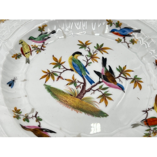 285 - Two 19th century Meissen hand painted porcelain plates with bird and foliate design - approx. 24cm h... 