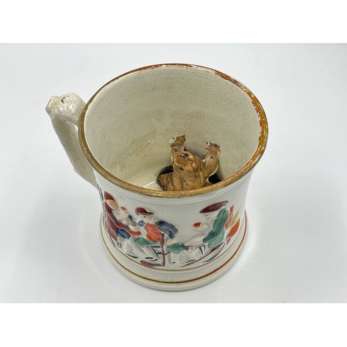 303 - A 19th century Staffordshire Pottery Surprise Frog mug - approx. 14cm high x 14cm diameter