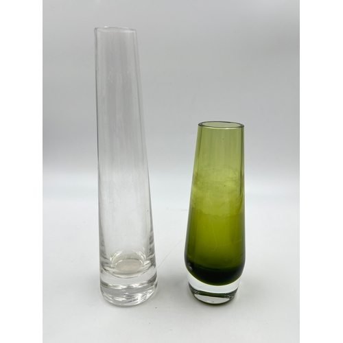 329 - Two boxed mid 20th century glass vases, one Sea Sweden and one Caithness - largest approx. 23cm high