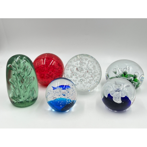 333 - Six art glass paperweights