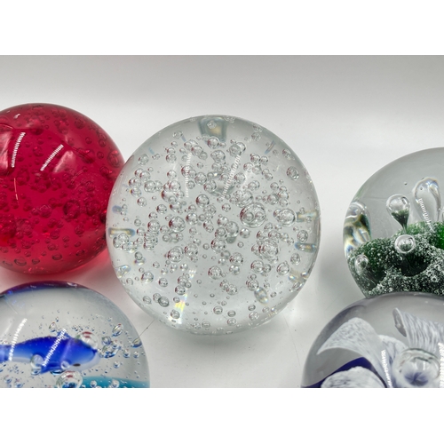 333 - Six art glass paperweights