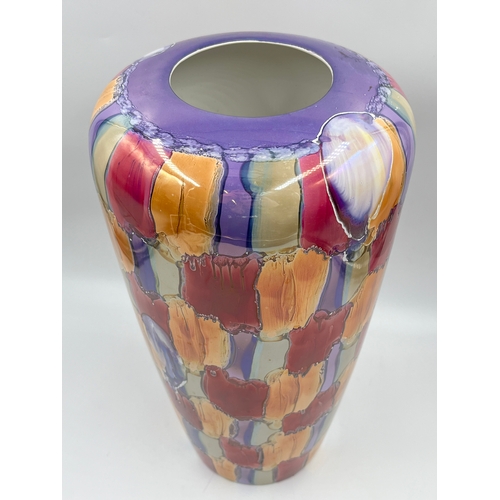 342 - A Portuguese hand decorated pottery vase - approx. 34cm high