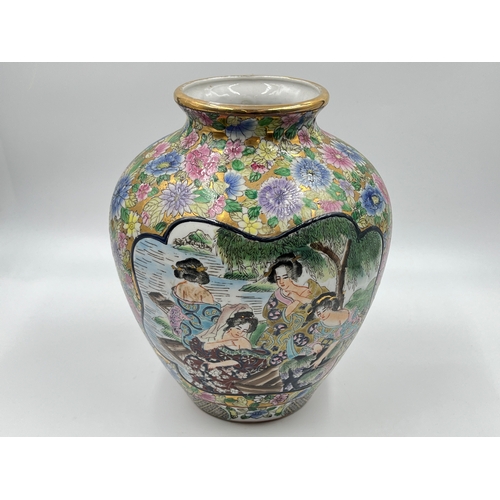 347A - A Chinese hand painted porcelain vase - approx. 23cm high