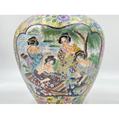 347A - A Chinese hand painted porcelain vase - approx. 23cm high