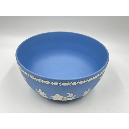 349A - A Wedgwood pale blue Jasperware circular footed bowl - approx. 20cm diameter