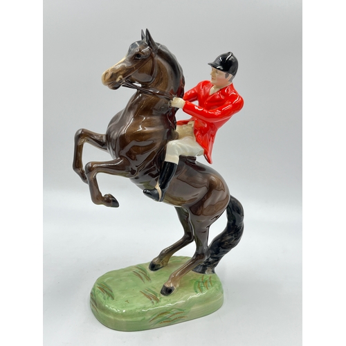 349L - A Beswick no. 868 Huntsman on Rearing Horse figurine - approx. 23cm high