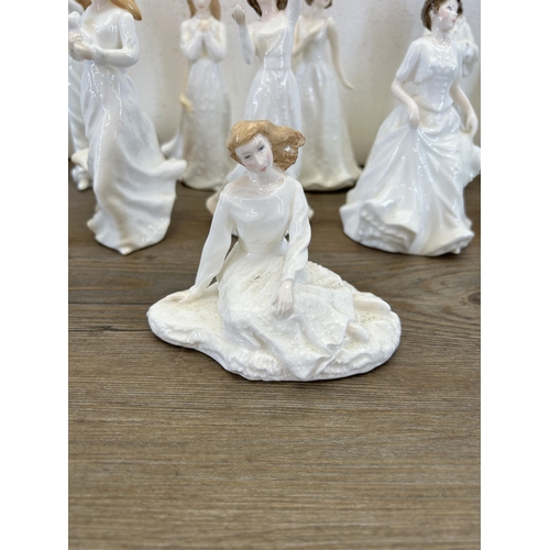 370 - Twelve Royal Doulton figurines to include Forever Yours - HN 3949, Christmas Day - HN 3488, Sentimen... 