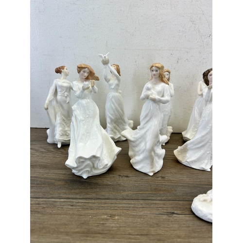 370 - Twelve Royal Doulton figurines to include Forever Yours - HN 3949, Christmas Day - HN 3488, Sentimen... 