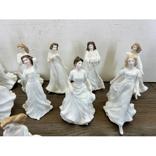 370 - Twelve Royal Doulton figurines to include Forever Yours - HN 3949, Christmas Day - HN 3488, Sentimen... 