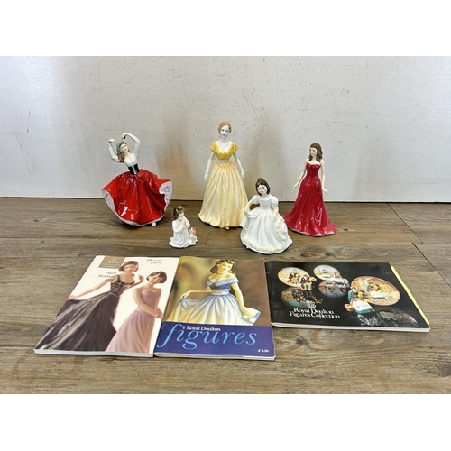 373 - Five Royal Doulton figurines to include Innocence - HN 3730, The Gemstones Collection January Garnet... 