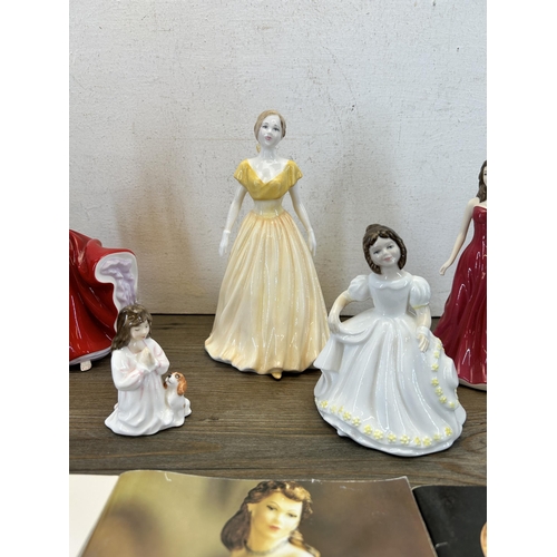 373 - Five Royal Doulton figurines to include Innocence - HN 3730, The Gemstones Collection January Garnet... 