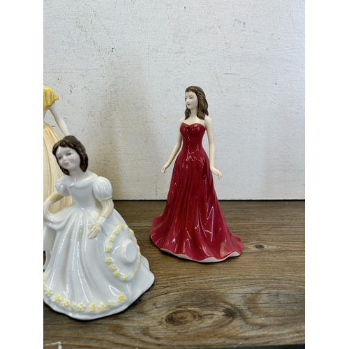 373 - Five Royal Doulton figurines to include Innocence - HN 3730, The Gemstones Collection January Garnet... 