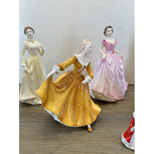 375 - Six Royal Doulton figurines, Pretty Ladies Rachel - HN 4780, Rachel - M207, Classics Lisa - HN 4525,... 