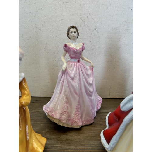 375 - Six Royal Doulton figurines, Pretty Ladies Rachel - HN 4780, Rachel - M207, Classics Lisa - HN 4525,... 