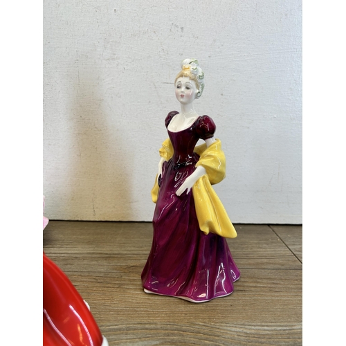 375 - Six Royal Doulton figurines, Pretty Ladies Rachel - HN 4780, Rachel - M207, Classics Lisa - HN 4525,... 