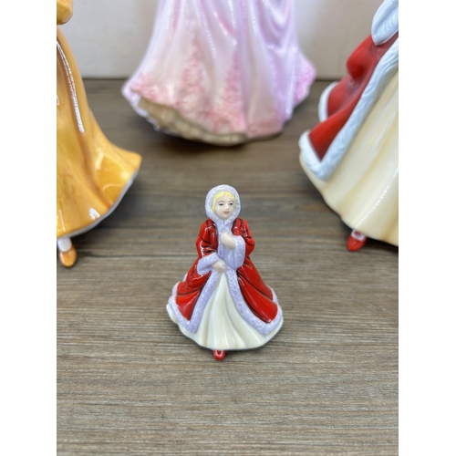 375 - Six Royal Doulton figurines, Pretty Ladies Rachel - HN 4780, Rachel - M207, Classics Lisa - HN 4525,... 