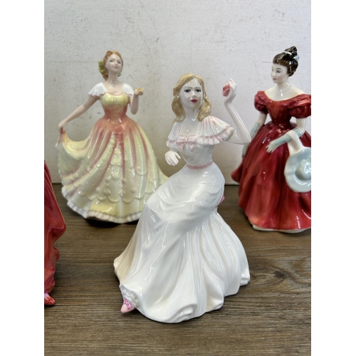 376 - Five Royal Doulton figurines, Anna - HN 4095, Figure Of The Year 1995 Deborah - HN 3644, Autumn Bree... 